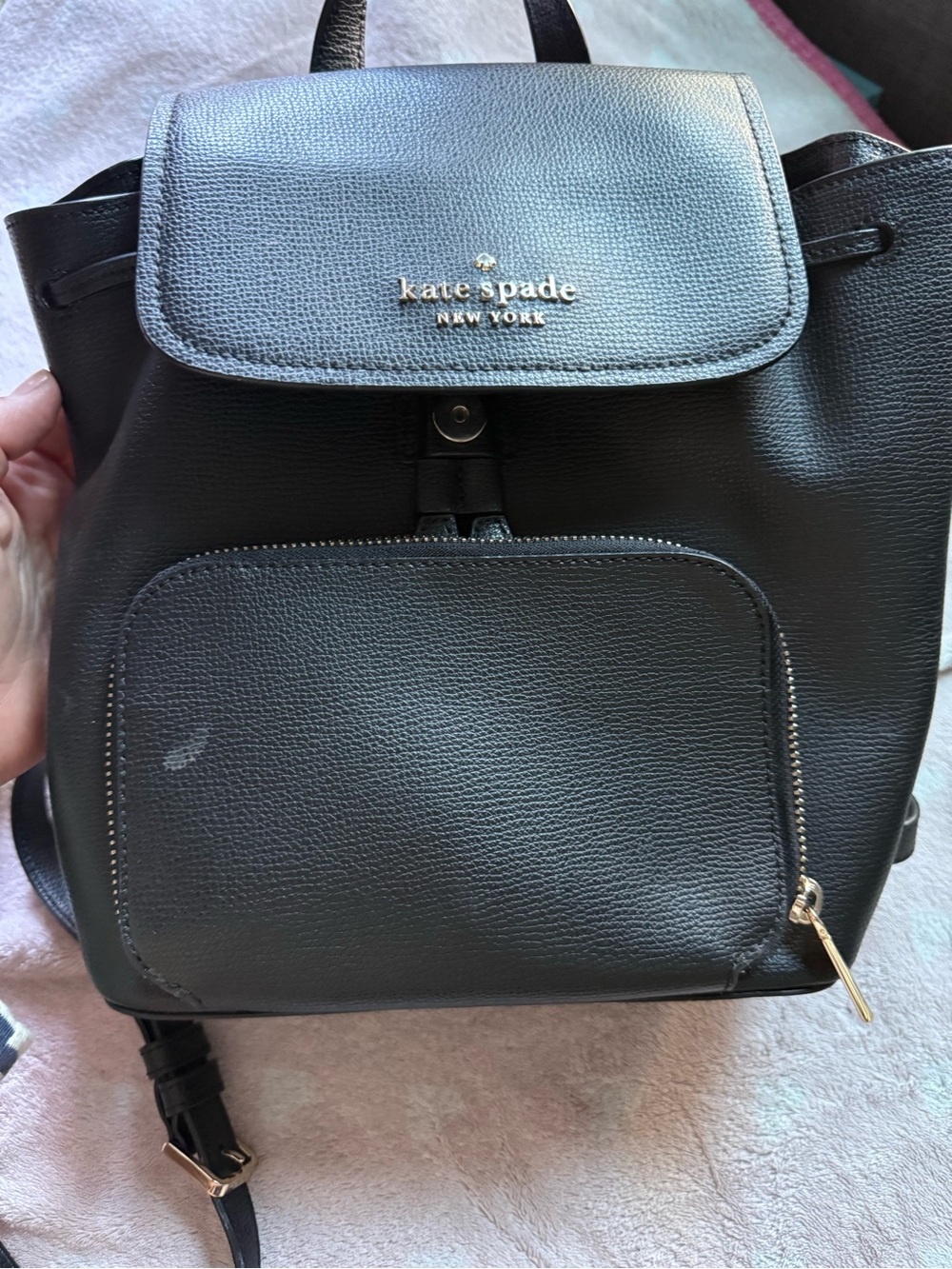 kate spade New York Black Pebbled Leather Mini Backpack